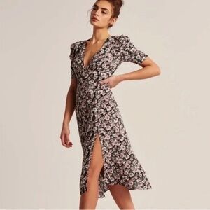 Abercrombie & Fitch Black Floral Midi Dress
